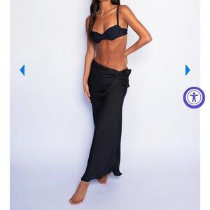 NWT Skatie Marissa Satin Coverup Skirt Sarong Black Medium